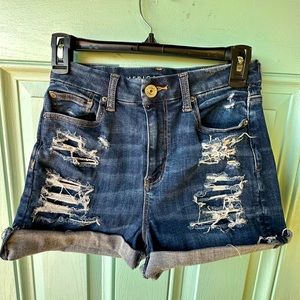 Curvy Ripped Jean Shorts American Eagle